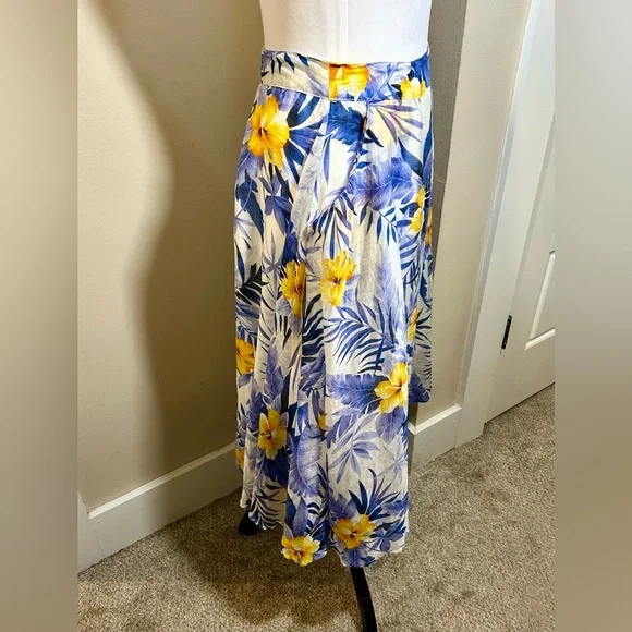 JOA Los Angeles Revolve Hawaiian A Line Skirt in Blue Iris with Pockets Sz S - Picture 5 of 13